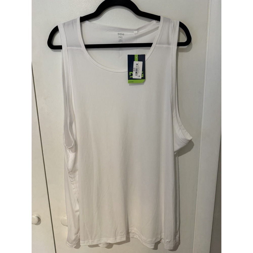 DSG Men's Tank Top Pure White Size 2XL Running Training Gymwear Wicking